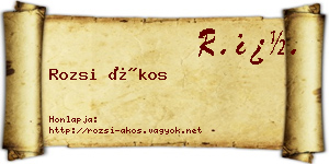 Rozsi Ákos névjegykártya